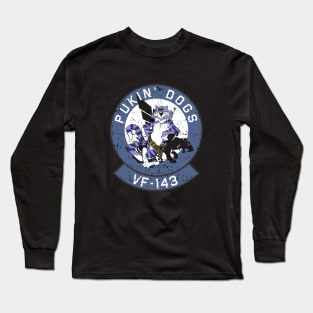 Grumman F-14 Tomcat - VF-143 Pukin' Dogs - Grunge Style Long Sleeve T-Shirt